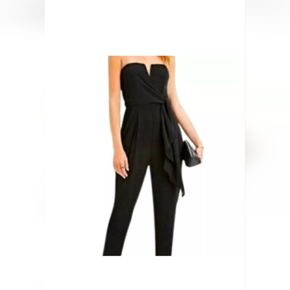 Mustard seeds Black Contemporary Strapless Jumpsuit